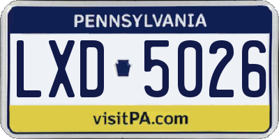 PA license plate LXD5026