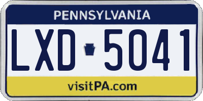 PA license plate LXD5041