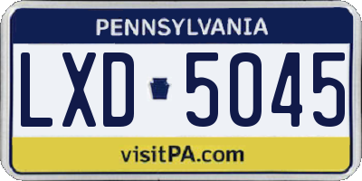 PA license plate LXD5045