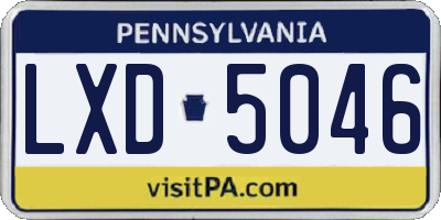 PA license plate LXD5046
