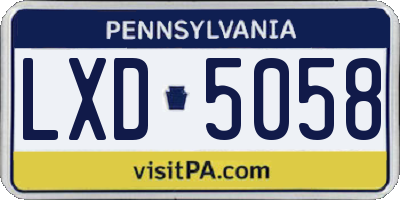 PA license plate LXD5058
