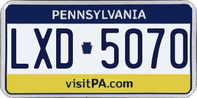 PA license plate LXD5070