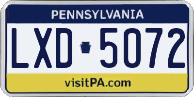 PA license plate LXD5072