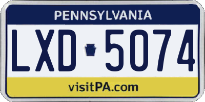 PA license plate LXD5074