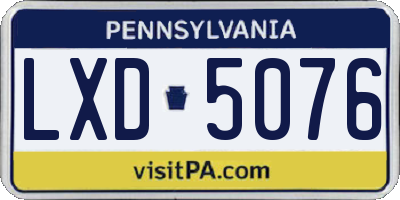 PA license plate LXD5076