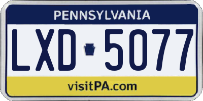 PA license plate LXD5077