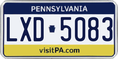 PA license plate LXD5083