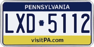 PA license plate LXD5112