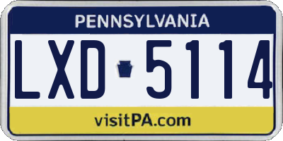 PA license plate LXD5114
