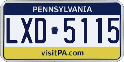 PA license plate LXD5115