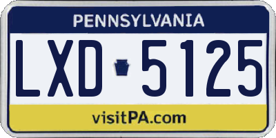 PA license plate LXD5125