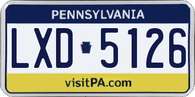PA license plate LXD5126