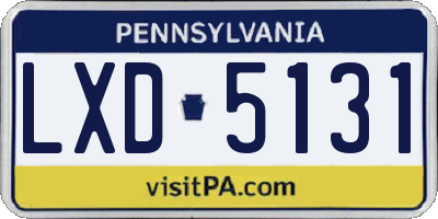 PA license plate LXD5131