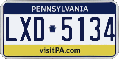 PA license plate LXD5134