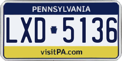 PA license plate LXD5136