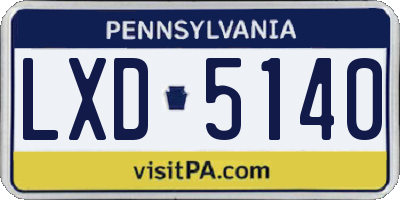 PA license plate LXD5140