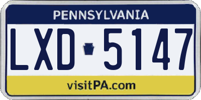 PA license plate LXD5147