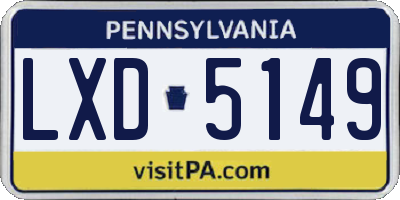 PA license plate LXD5149