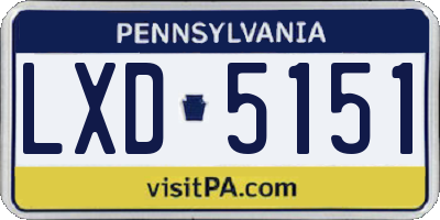 PA license plate LXD5151