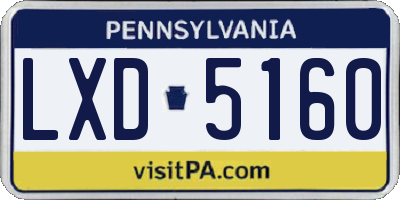 PA license plate LXD5160
