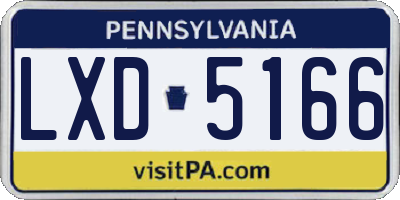 PA license plate LXD5166