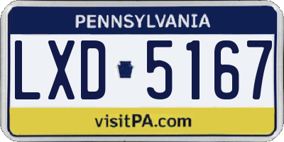 PA license plate LXD5167