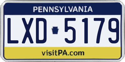 PA license plate LXD5179
