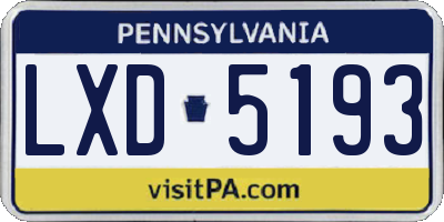 PA license plate LXD5193