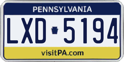 PA license plate LXD5194