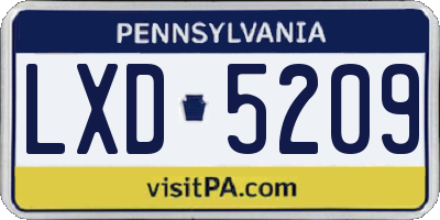 PA license plate LXD5209