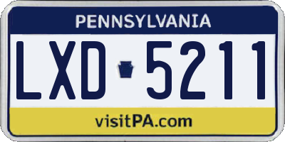 PA license plate LXD5211