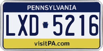 PA license plate LXD5216
