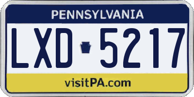 PA license plate LXD5217