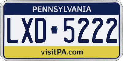 PA license plate LXD5222
