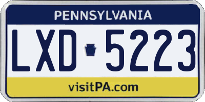 PA license plate LXD5223
