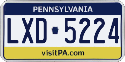 PA license plate LXD5224