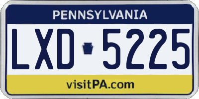 PA license plate LXD5225