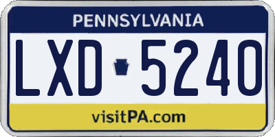 PA license plate LXD5240