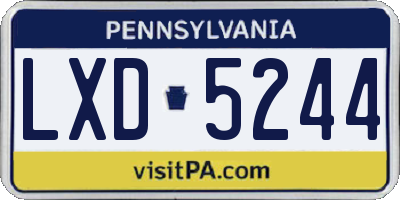 PA license plate LXD5244