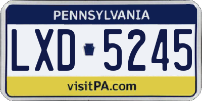 PA license plate LXD5245