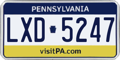 PA license plate LXD5247