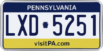 PA license plate LXD5251