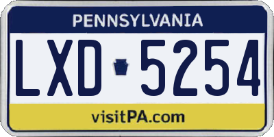 PA license plate LXD5254
