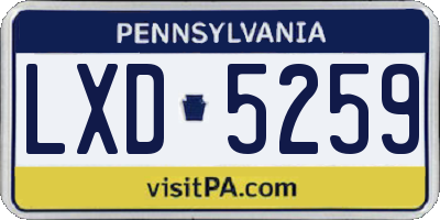 PA license plate LXD5259