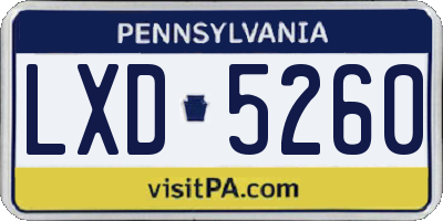 PA license plate LXD5260