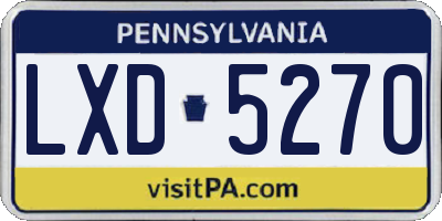 PA license plate LXD5270