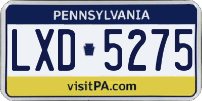 PA license plate LXD5275