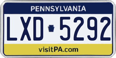 PA license plate LXD5292