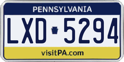 PA license plate LXD5294