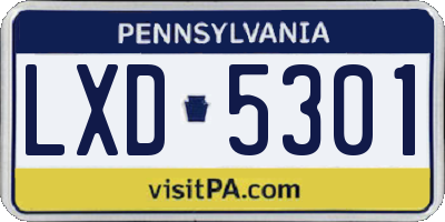 PA license plate LXD5301